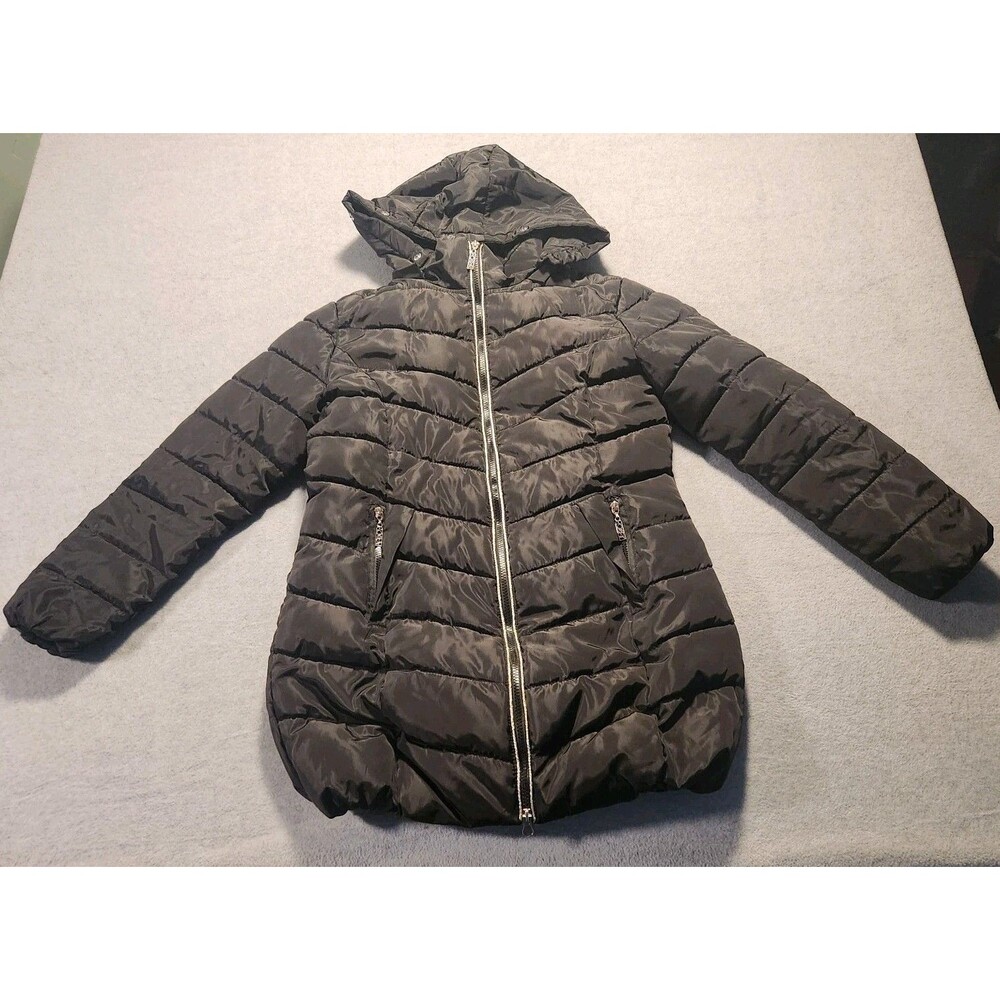 Bamulan Women's Black Down Winter Long Jacket with Removable Hood XXL